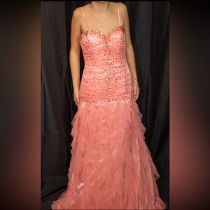 Peach dress for prom or wedding